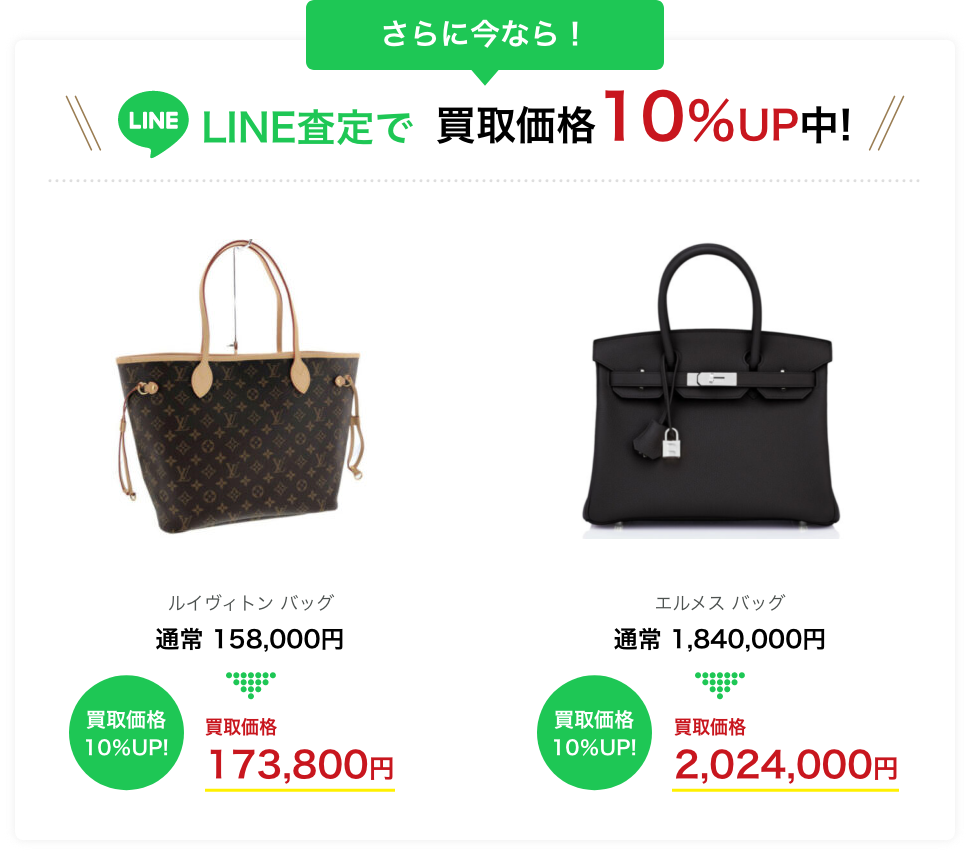 今ならLINE査定で買取額10%アップ