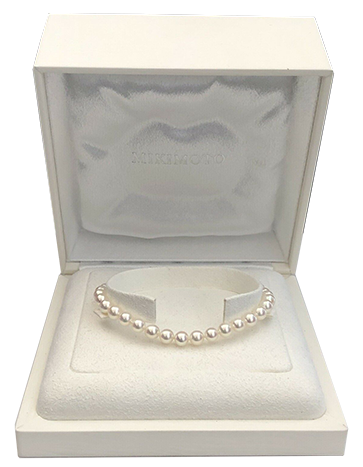 ミキモト Mikimoto 18K White Gold Akoya 5-5.5mm Pearl Stand Bracelet 7.75” w/Box