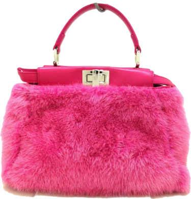 FENDI ミニピーカブー ピンク ミンクファー ハンドバッグ